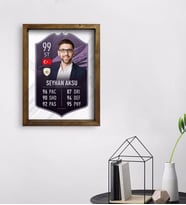 BK Gift Kişiye Özel Doğal Masif Ahşap Çerçeveli Tablo 45x65cm Futbolcu Kartı-5