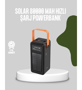 80000 mAh Solar Powerbank Göstergeli Fenerli Hızlı Şarj Taşınabilir Şarj Cihazı