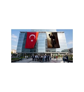 Bastonlu Atatürk Portresi Bayrak ve Türk Bayrağı Premium Raşel Kumaş 2'li Set 10x15 metre ATA78