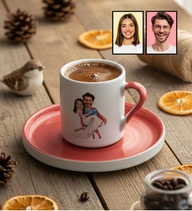 Kişiye Özel Karikatürlü Sevgiliye Hediye Türk Kahvesi Fincanı Sevgililer Günü Hediyesi