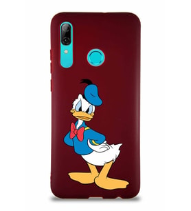 Huawei P Smart 2019 Soft Premier Kapak Donald Duck-D Tasarımlı Silikon Kılıf - Mürdüm (Şeffaf)