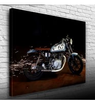 Gri Klasik Naked Motosiklet Kanvas Tablo 50 x 70