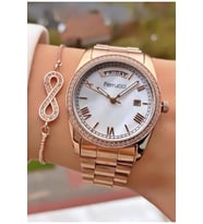 Ferrucci MRD11822 Rose Gold Renk Çelik Kordon Kadın Kol Saati Bileklik Hediyeli