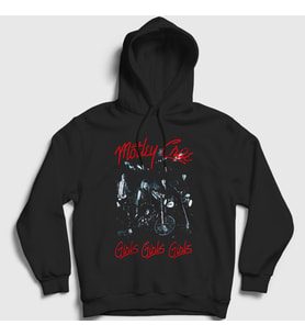 Presmono Unisex Siyah Girls Mötley Crüe Kapüşonlu Sweatshirt 167137tt