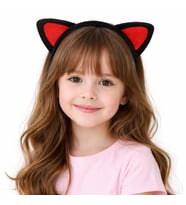 Peluş Kedi Kulak Taç Kırmızı Siyah