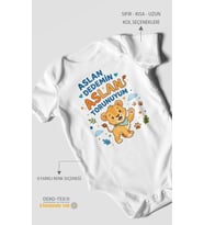 Aslan dedemin aslan torunuyum Kısa Kollu Bebek Body %100 Pamuk