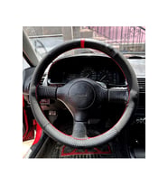 DİKİŞLİ DİREKSİYON KILIFI KARBON NUBUK DERİ KIRMIZI YÜZÜK / DİKİŞLİ MAZDA 323 İÇİN