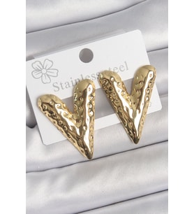 316 Çelik Gold Renk İşlemeli Kalp Model Kadın Küpe - TJ-BKP10523