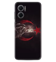 Xiaomi Redmi Note 11E Kılıf Resimli Desenli Baskılı Silikon Kurt ve Ay Yıldız 1403
