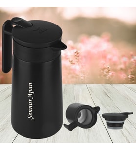 KİŞİYE ÖZEL İSİM BASKILI PASLANMAZ ÇELİK BAS ÇEK MEKANİZMALI TERMOS  850 ML (Siyah)
