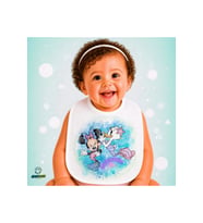Deniz Kızı Minnie Mouse Keten Bebek Mama Önlüğü – Yumuşak, Emici, Yıkanabilir, Özel Tasarım P044