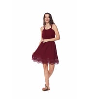 Şile Bezi Bordo Askılı Mini Elbise