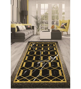 Dijital Kaymaz Taban Yıkanabilir Modern Renkli Salon Halısı Mutfak Halısı Yolluk ND-HT-1252 (Gold)