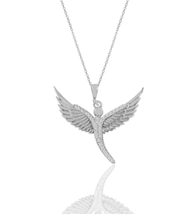 Söğütlü Silver Gümüş rodyumlu zirkon taşlı kanat kolye