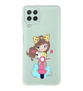 Samsung Galaxy M32 Uyumlu Kapak Vespagirl Tasarımlı Şeffaf Silikon Kılıf