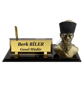 Kişiye Özel Tasarım Kristal İsimlik Ata Masa İsimliği Cam Masalık Atatürk İsimlik
