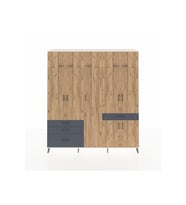 Hyperion Dolap 11 Raflı 4 Çekmeceli 2 Askılı 220x44x243 Aytaşı-Çam/Antrasit