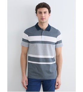LCWAIKIKI Classic Lacivert Polo Yaka Çizgili Pike Tişört
