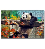 Cakapuzzle Bir Çitte Sarkan Panda Görseli  Puzzle Yapboz MDF (Ahşap) (120 Parça)