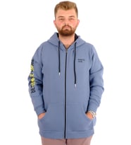 Mode XL Erkek Büyük Beden Fermuarlı Kapüşonlu Sweatshirt FUTURE U24549 Mavi