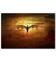 Cakapuzzle Günbatımında Uçan Efsanevi Ejderha Puzzle Yapboz MDF (Ahşap) (120 Parça)