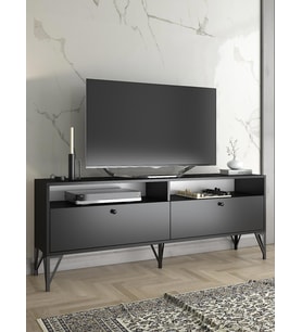 Wood'n Love Astreo 160 Cm Metal Ayaklı Tv Ünitesi - Siyah / Siyah