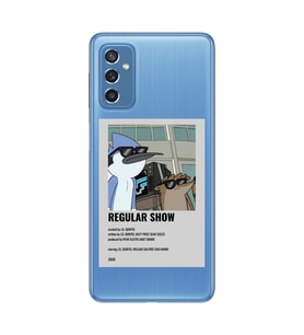 Samsung Galaxy M52 Uyumlu Regular Show Mordecai ve Rigby Desenli Şeffaf Telefon Kılıfı