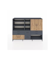 Hyperion Dolap 10 Raflı 6 Çekmeceli 4 Kapaklı 220x44x163 Antrasit-Çam/Antrasit