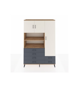Hyperion Dolap 9 Raflı 6 Çekmeceli 3 Kapaklı 132x44x195 Çam-Aytaşı/Antrasit