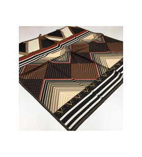 Geometrik Desen Black Seri Twill Eşarp Eşarp Askısı ile Birlikte 90x90 cm Siyah 