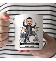 Baterist Müzisyen Erkek Karikatürlü Kupa Bardak