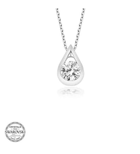 SWAROVSKİ TAŞLI DAMLA TEK TAŞ 925 AYAR GÜMÜŞ KOLYE