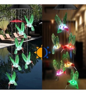 Solar Led Işıklı Kuşlu Bahçe Dekoru 6 Ledli,Renkli Işık