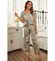 Merry See Çicek Baskılı Soft Kumaş Kısa Kollu Pijama Takımı (Çok Renkli)