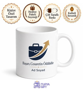 Kişiye Özel Meslek Logosu Baskılı Terfi ve Yeni İş Hediyesi Kupa Bardak