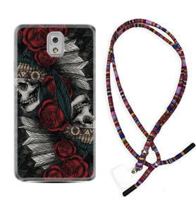 Samsung Note 3 4 5 8 9 20 Ultra 10 Lite Kılıf Boyun Asklı Rasta Silikon Skull Rose 1673