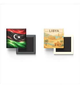 Buzdolap Magnetleri - Libya Bayrağı ve Paper Cut Tema - 2'li Set Magneti