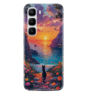 Infinix Hot 60 Kılıf Boutique Baskılı Resimli Manzara Kedi Pcode -096