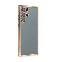 Samsung Galaxy S22 Ultra Kılıf Kamera Korumalı Lensli Silikon - Gold