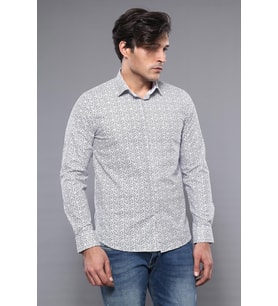 Desenli Slim Fit Gömlek  Wessi (Beyaz)