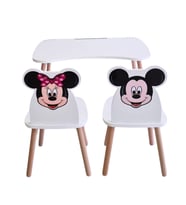 Çocuk Aktivite 1 Masa 2 Sandalye Takımı 4-12 Yaş Mickey Mouse Ve Minnie Mouse