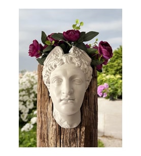 Hermes Temalı El Yapımı Dekoratif Saksı – Mitolojik Biblo Saksı (28x18 cm)