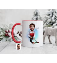 Bk Gift Kişiye Özel Curling Karikatürlü Kırmızı Kupa Bardak-1, Sevgiliye Hediye, Arkadaşa Hediye