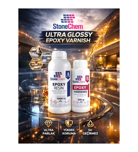 Yüzey ve Objeler İçin Ultra Parlak Epoksi Cila 1,5 kg (Yüzeyde Buruşma ve Buğulanma Yapmaz)