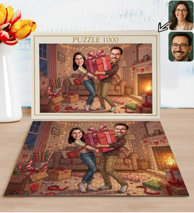 BK Gift Kişiye Özel Sevgili Karikatürlü 1000 Parça Profesyonel Puzzle-18, 1000 Puzzle, Sevgililer Günü Hediyesi, Sevgiliye Hediye