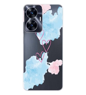 Realme C55 Uyumlu Kalp Desenli Şeffaf Telefon Kılıfı
