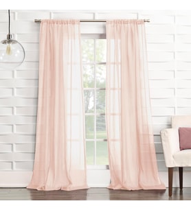 Lexroo Tayla Ezilmiş Doku Yarı Şeffaf Çubuk Cep Perde Paneli, 127 cm x 213 cm, Pembe