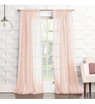 Lexroo Tayla Ezilmiş Doku Yarı Şeffaf Çubuk Cep Perde Paneli, 127 cm x 213 cm, Pembe