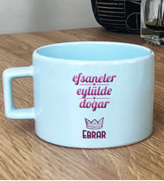 Kişiye Özel Başak Terazi Burcu Hediye Pastel Fincan Doğum Günü Hediyesi (Mavi)