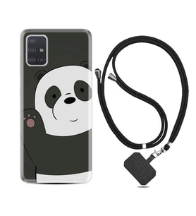 Samsung a71 A72 A73 A7 A9 2018 C7 C9 Kılıf Boyun Askılı Silikon Hello Panda 1709